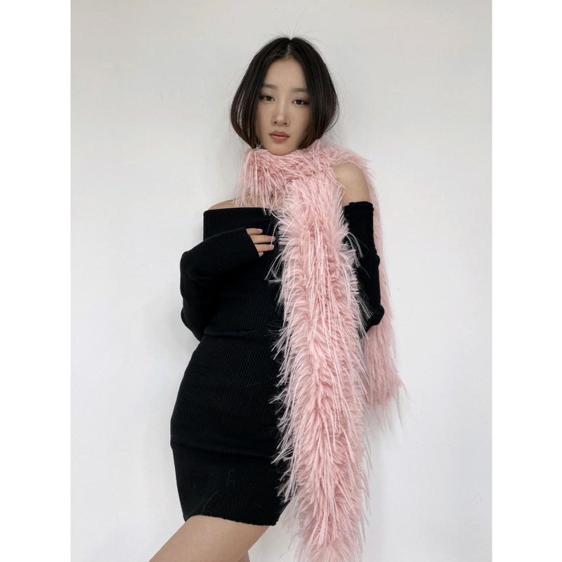 24 أسلوب جديد شخصية فتاة التوابل وشاح ماو ماو طويل تقليد شعر المنك سميك ناعم شمعي دافئ فخم بلون صلب من الصوف - Image 3